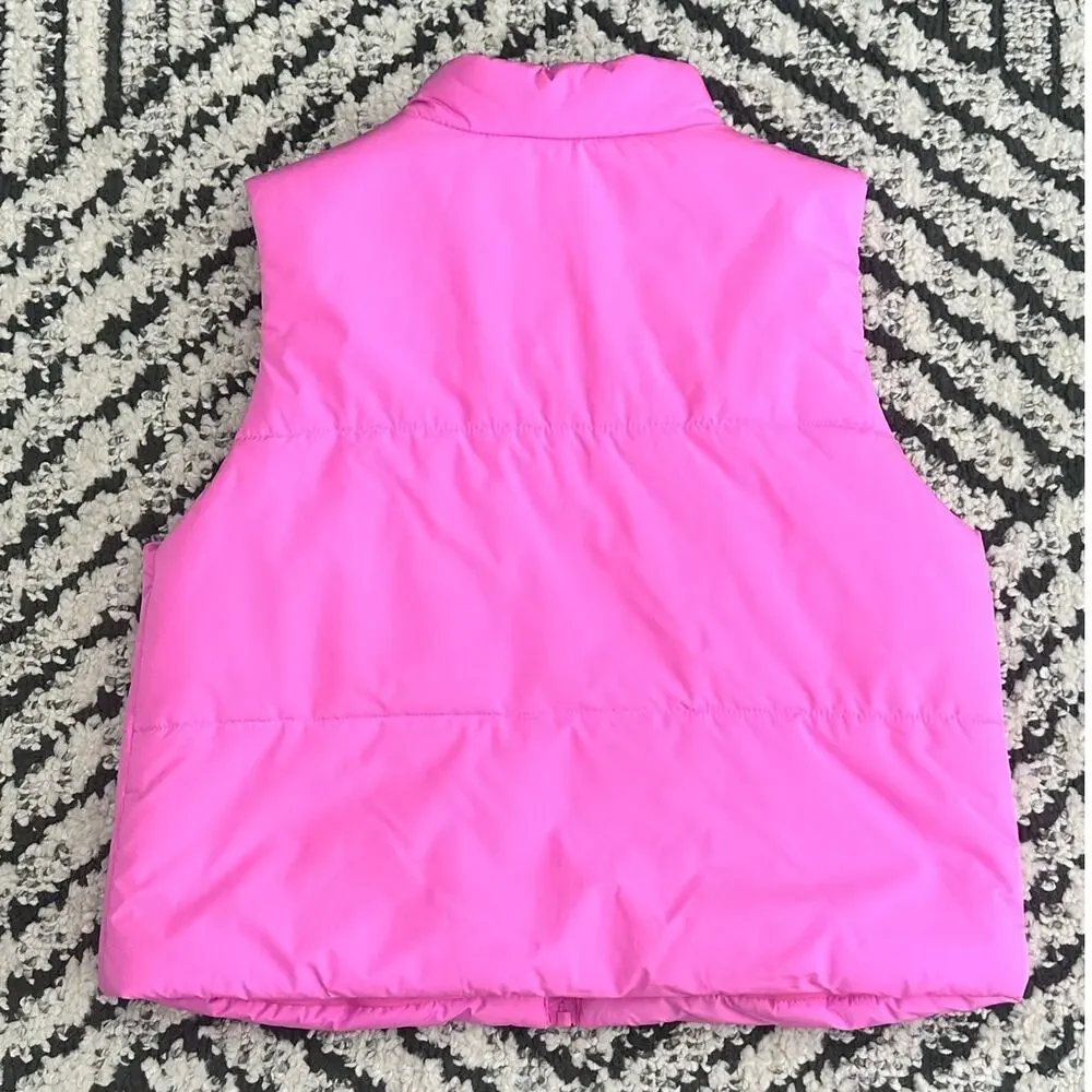 GB GIRLS Pink Cropped Puffer Vest XL NWOT
